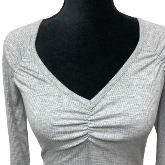 1. State Ruched Sweetheart Neck Long Sleeve Top | Extra Small - Picture 4 of 9